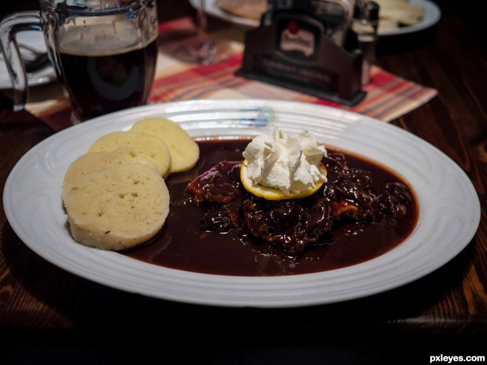 Czech bread and cherry soup