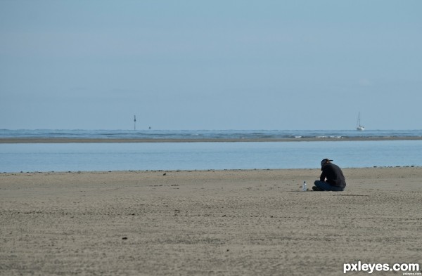 Creation of lonely man at beach: Step 1