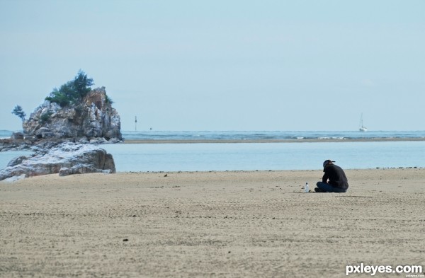 Creation of lonely man at beach: Step 3