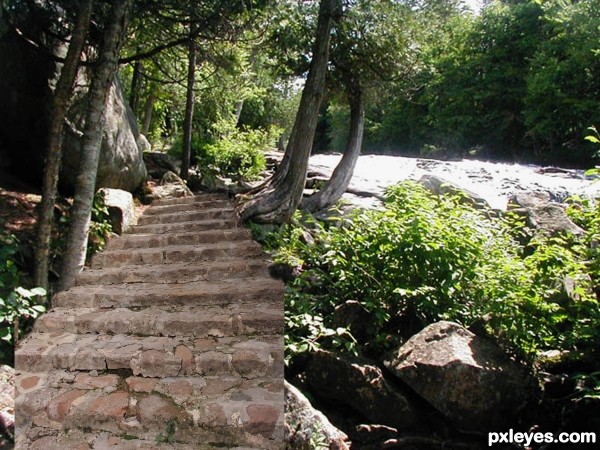 Creation of Sun-dappled Stairs to the Fall: Step 3