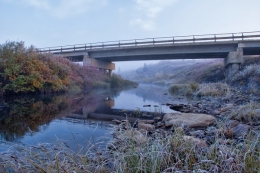 Small bridge in the oilfield North of Russia