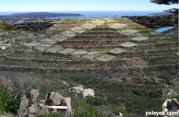 Creation of Waterfall Terraces of Escher's Crater: Step 2