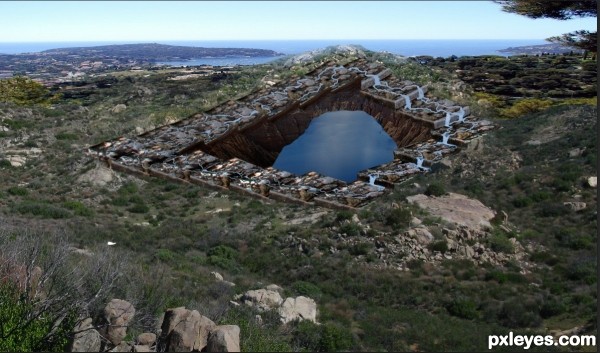 Creation of Waterfall Terraces of Escher's Crater: Step 6