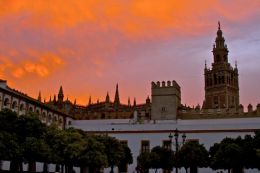 Seville Spain Cathedral  at sunset