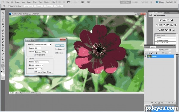 Creation of red flower: Step 2