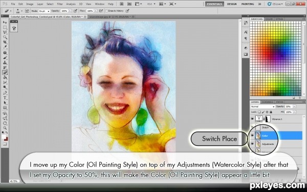 Creation of Colorful Girl Photoshopainting: Step 9