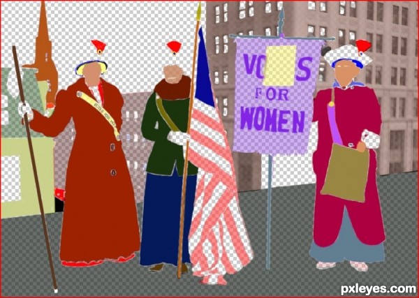 Creation of Suffragettes with flag: Step 1