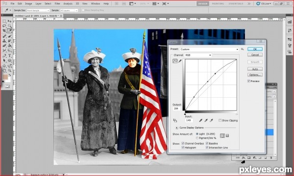 Creation of Suffragettes with flag: Step 2