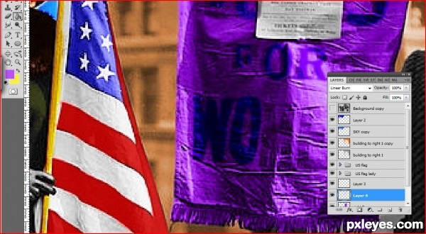 Creation of Suffragettes with flag: Step 3