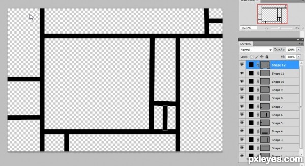 Creation of Pieter Cornelis Piet Mondriaan: Step 1