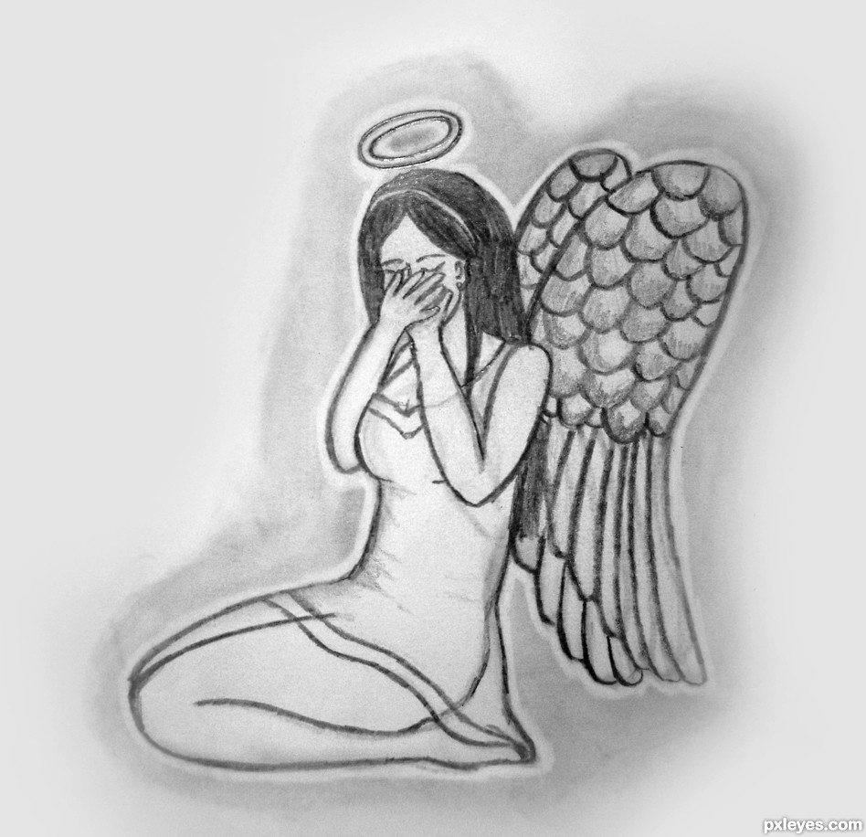 fallen angel pencil drawing
