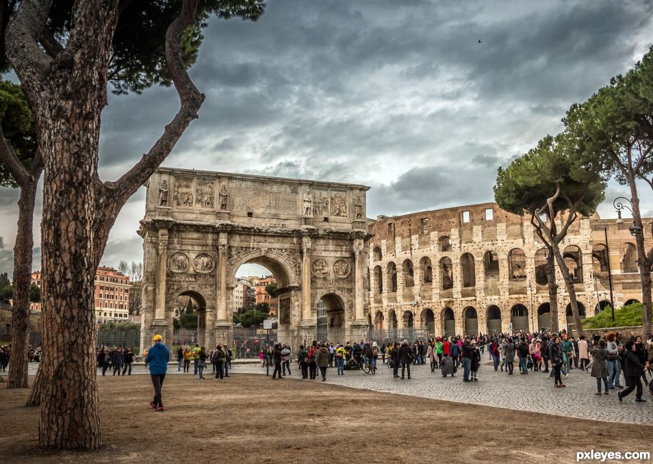 Costantines Arch and Coliseum