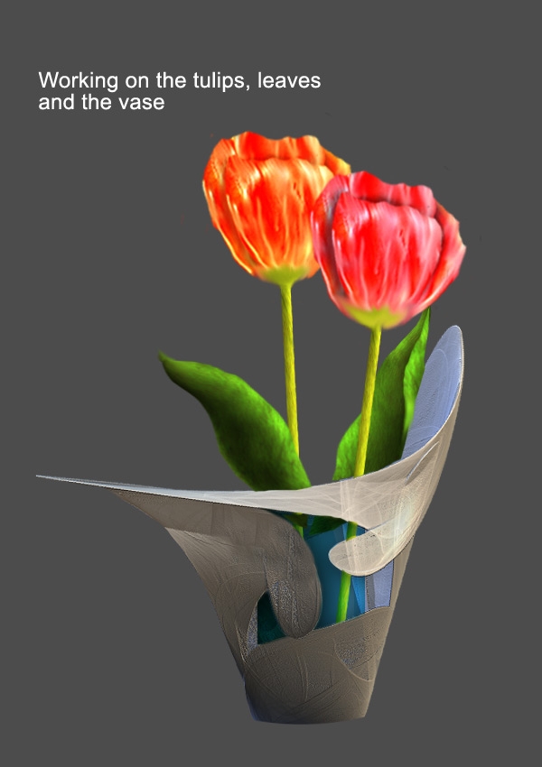 Creation of Tulips in a vase: Step 4