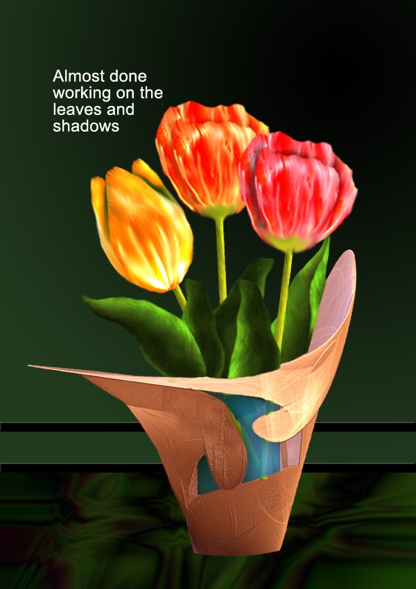 Creation of Tulips in a vase: Step 5