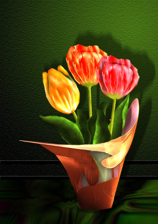 Creation of Tulips in a vase: Step 6