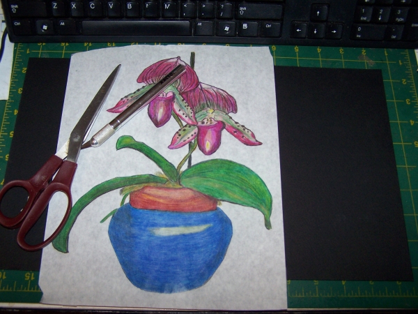 Creation of Purple Orchid In Blue Vase: Step 5