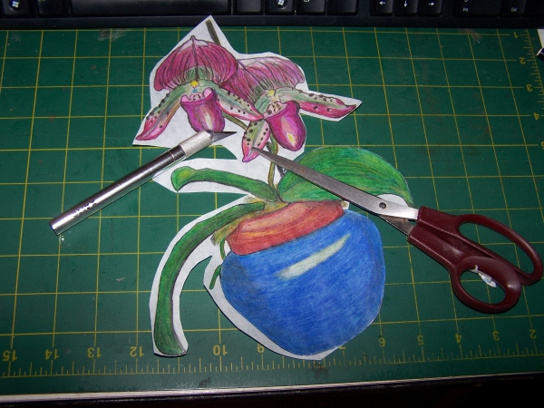 Creation of Purple Orchid In Blue Vase: Step 6