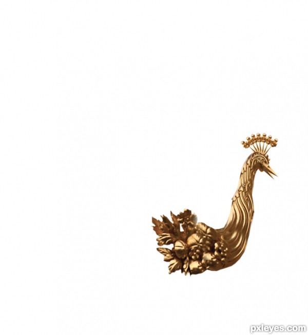 Creation of golden peacock on golden tree: Step 2