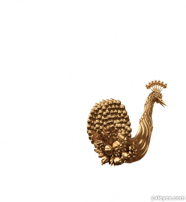 Creation of golden peacock on golden tree: Step 3