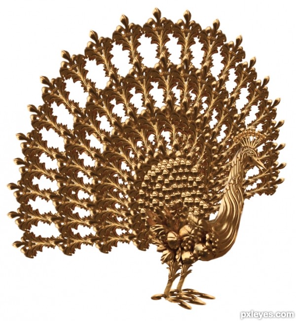 Creation of golden peacock on golden tree: Step 6