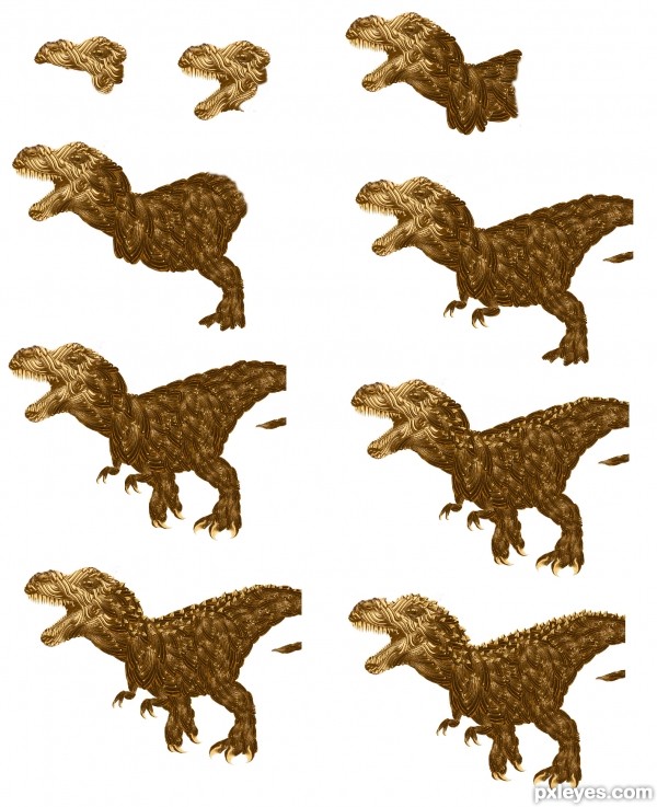 Creation of golden dinosaur: Step 6