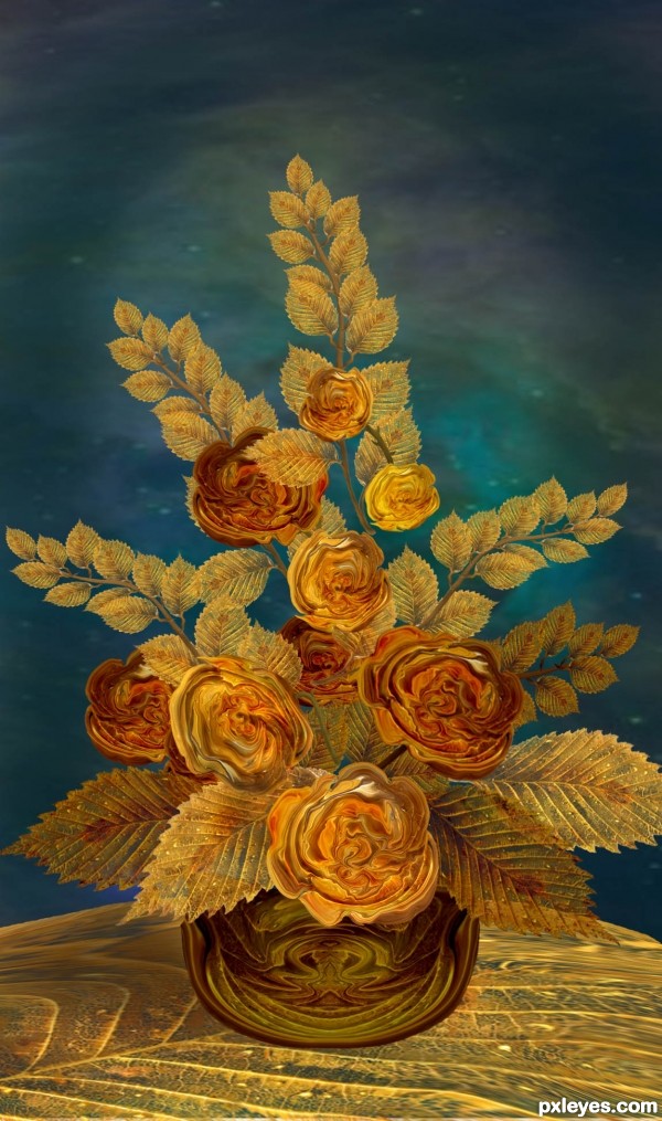 Creation of Antiqued Roses: Step 11