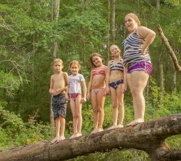 walking across the log