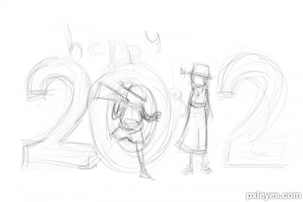 Creation of happy 2012!: Step 1