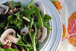 Mushroom, Cranberry and Candied Walnut Salad