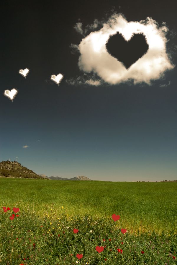 Heart shaped clouds photoshop
