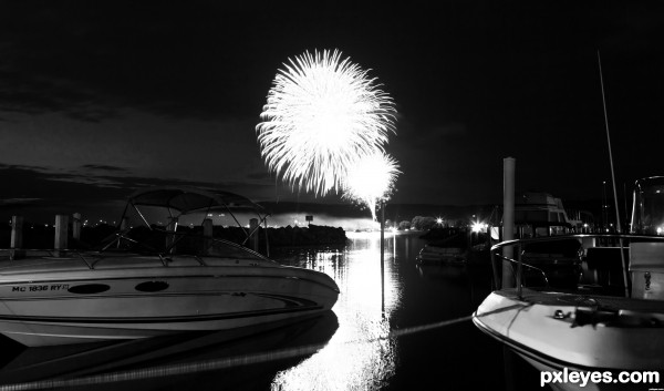 Creation of B&W fireworks: Step 1