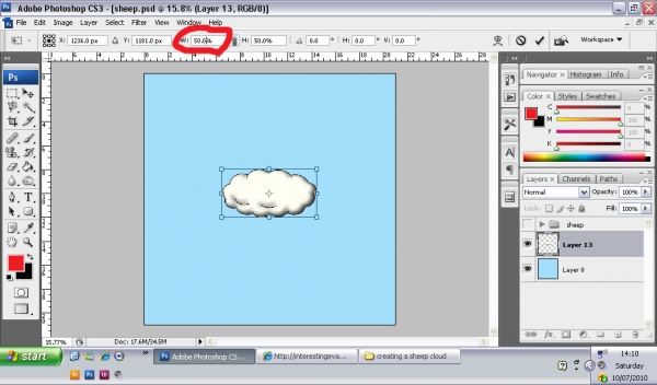 Creation of sheep cloud: Step 14