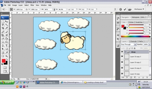 Creation of sheep cloud: Step 15