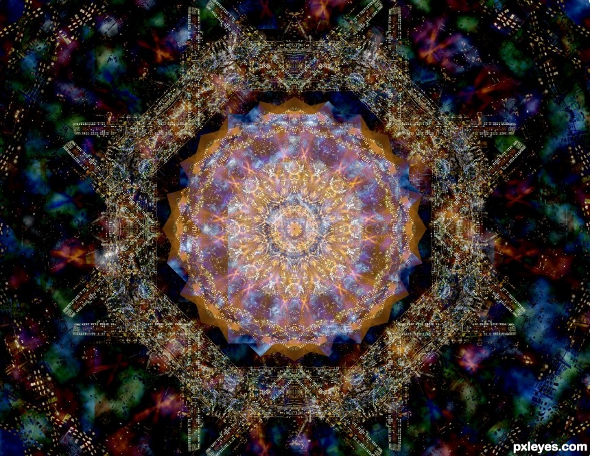 Night through the kaleidoscope photoshop picture)