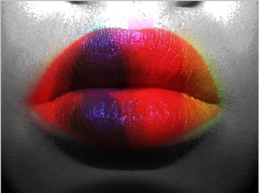 Creation of multi-coloured lips: Step 2