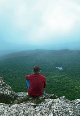 Cliffside on a foggy, cloudy morning