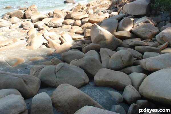 Creation of couple lost at beach rock: Step 1