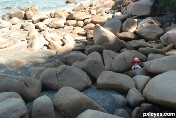 Creation of couple lost at beach rock: Step 2