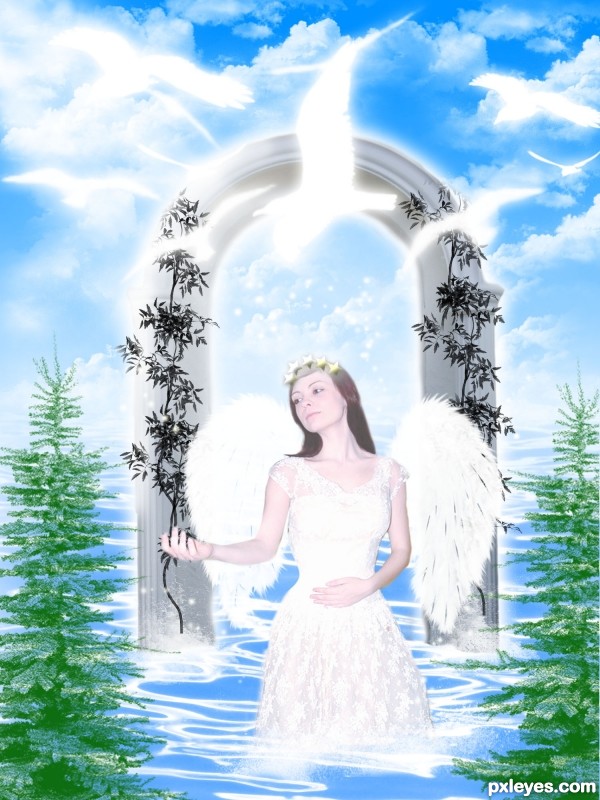 Creation of Angel on the gates of heaven: Step 12