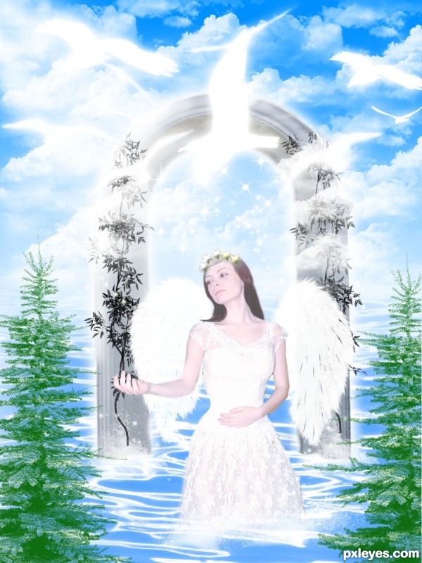 Creation of Angel on the gates of heaven: Step 13