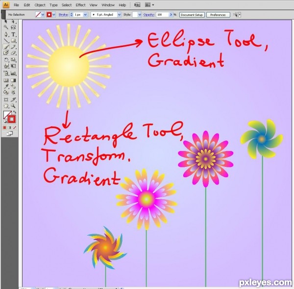 Creation of Flowers and Sun: Step 5