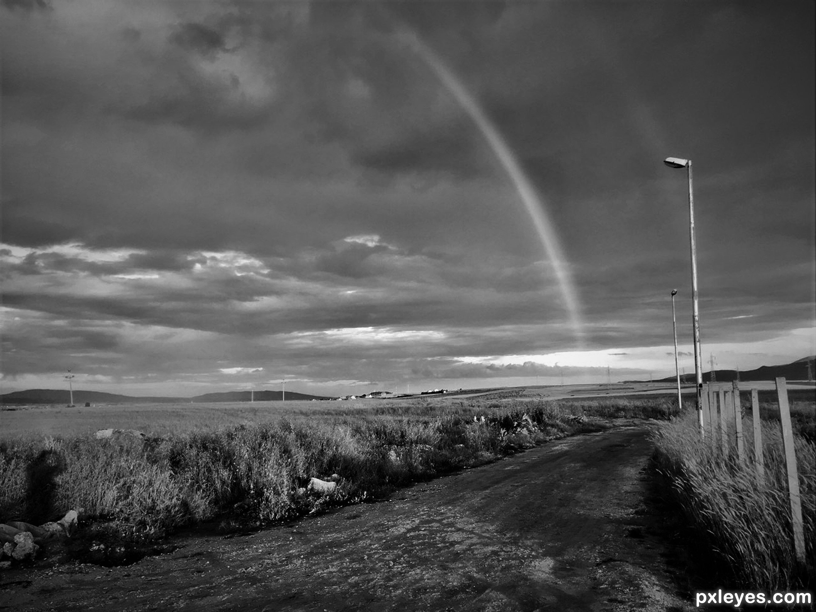 rainbow black and white photography