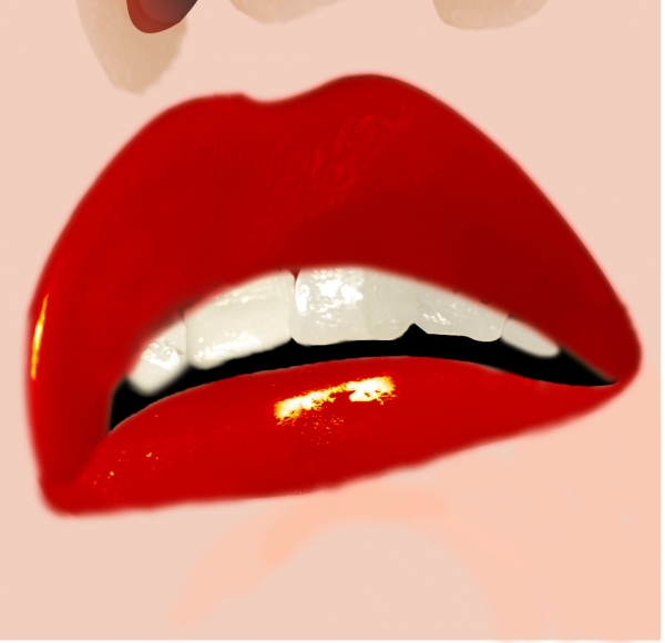 Creation of beautiful red lips: Step 7