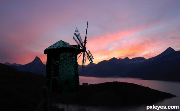 Creation of Old Mill at Sunset: Step 3