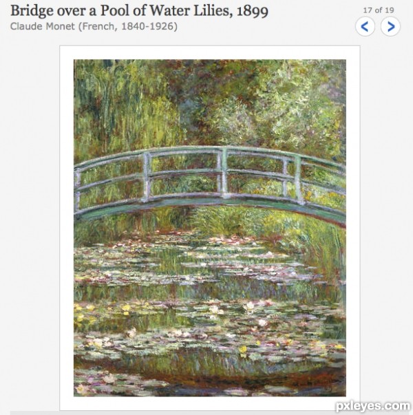 Creation of Monet, Bridge over Water Lilies: Step 4