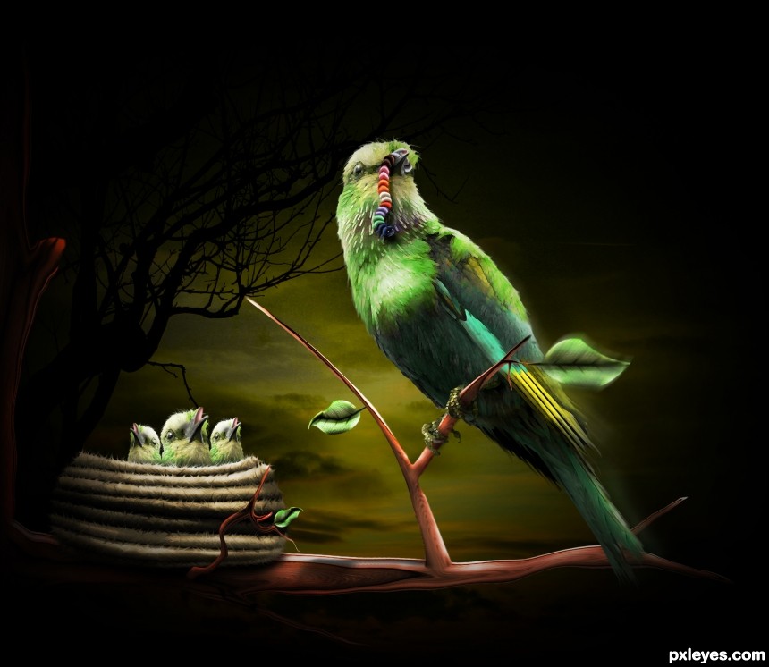 Early Bird Catches Worm photoshop picture)