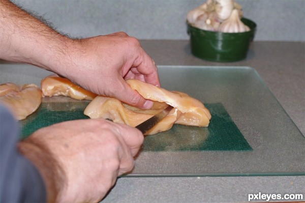 Creation of Tonight's Chicken Cordon Bleu: Step 1