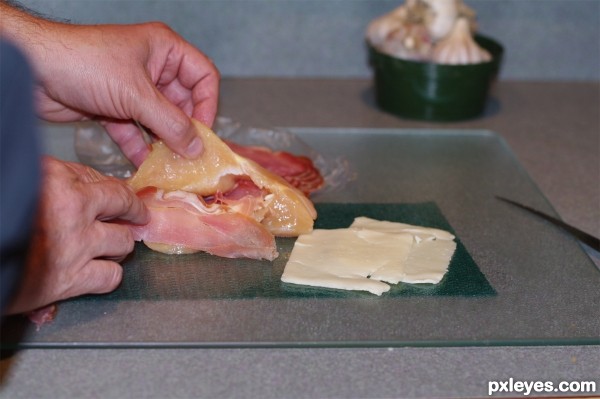 Creation of Tonight's Chicken Cordon Bleu: Step 2