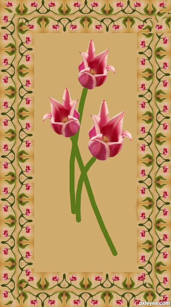 Creation of Tulips on Canvas: Step 4