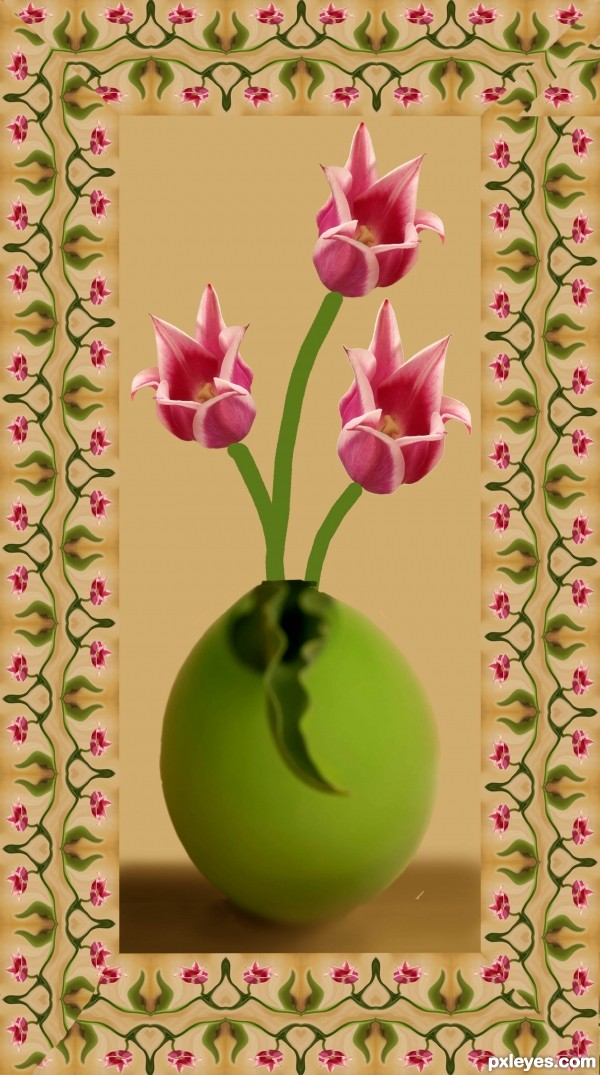 Creation of Tulips on Canvas: Step 5